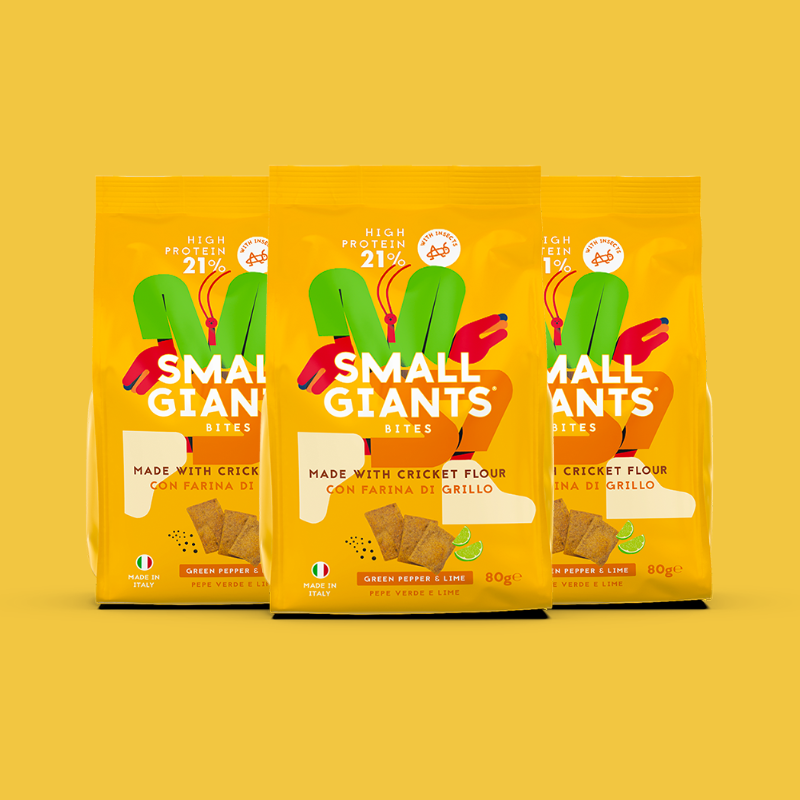 SMALL GIANTS BITES - CRACKERS WITH CRICKET FLOUR - 8 PACKETS