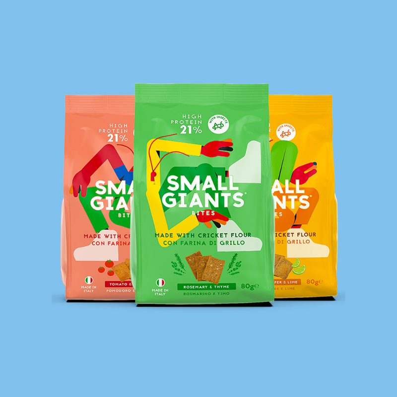 SMALL GIANTS BITES - CRACKERS WITH CRICKET FLOUR - 21% <tc>protein</tc>