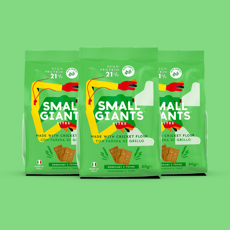 SMALL GIANTS BITES - CRACKERS WITH CRICKET FLOUR - 8 PACKETS