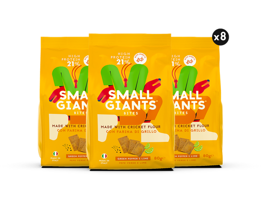 SMALL GIANTS BITES - CRACKERS WITH CRICKET FLOUR - LIME AND PEPPER
