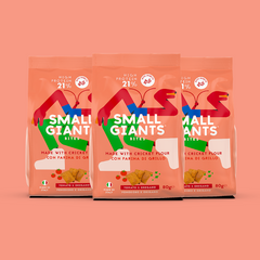 SMALL GIANTS BITES - CRACKERS WITH CRICKET FLOUR - 8 PACKETS