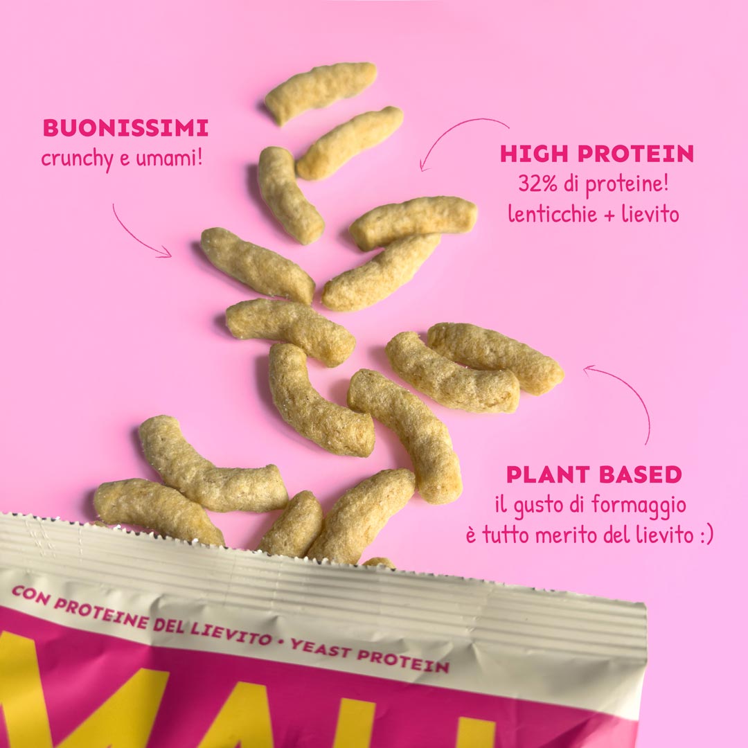 CRUNCHY PUFFS WITH YEAST PROTEINS